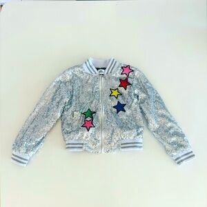 Lola + The Boys Unicorn Sequin Bomber Jacket